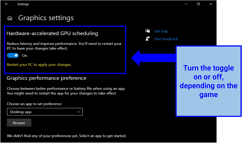 Screenshot of the Windows Graphics Settings
