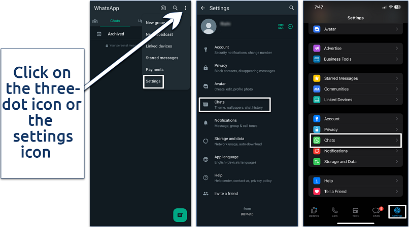 Screenshot of WhatsApp Settings window
