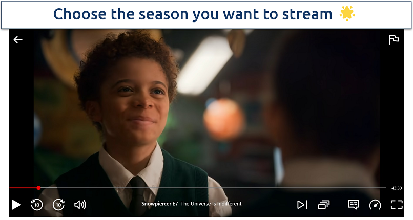 Screenshot of Snowpiercer stream on Netflix