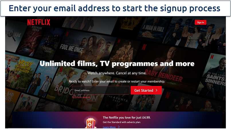Screenshot of Netflix platform interface