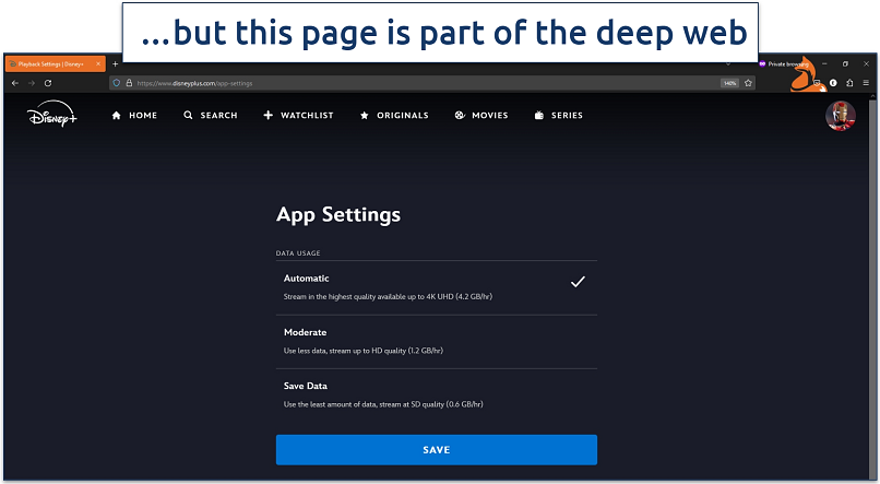 A screenshot of the Disney Plus app settings page