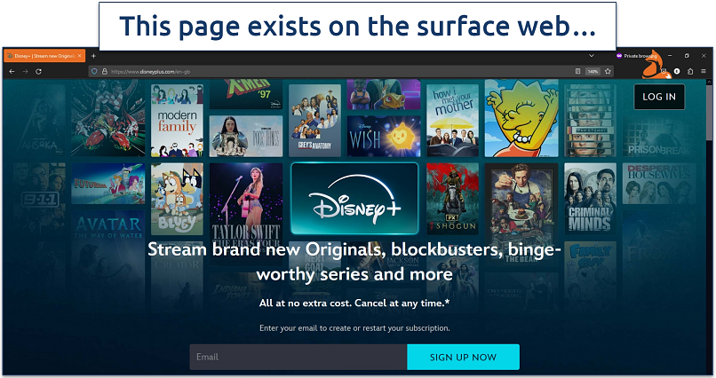 A screenshot of the Disney Plus landing page