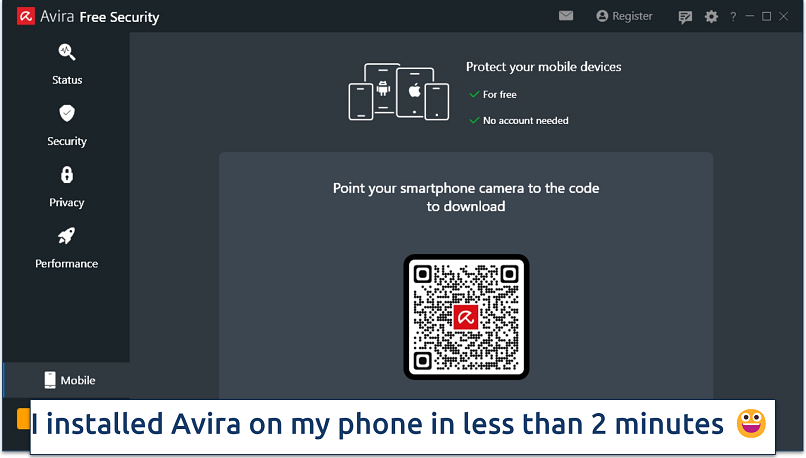 Screenshot of Avira Phantom VPN’s Windows free app version