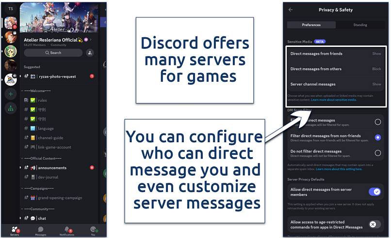 Screenshot of the Discord app