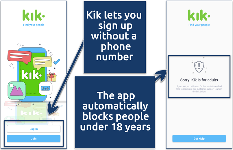 Screenshot of the Kik app