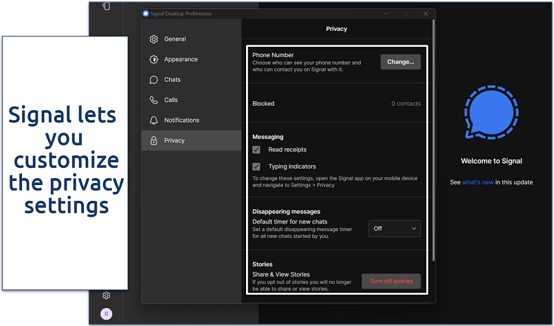 Screenshot of the Signal app