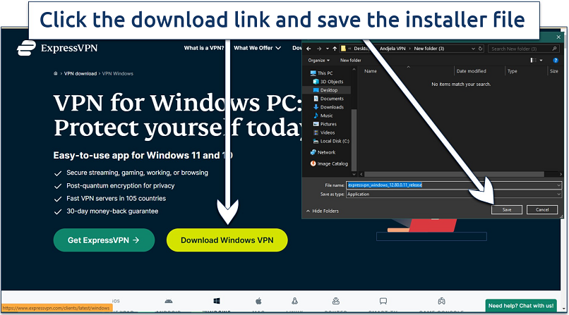 Screenshot showing how to install ExpressVPN on Windows to get a Romanian IP