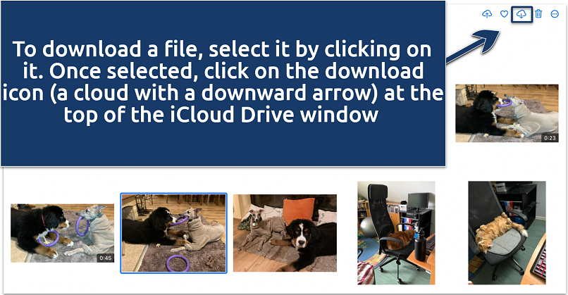Screenshot of downloading iCloud files
