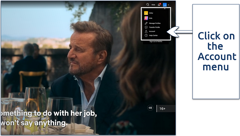 Screenshot showing Netflix’s home page