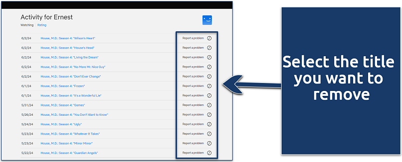 Screenshot showing Netflix’s account setting page