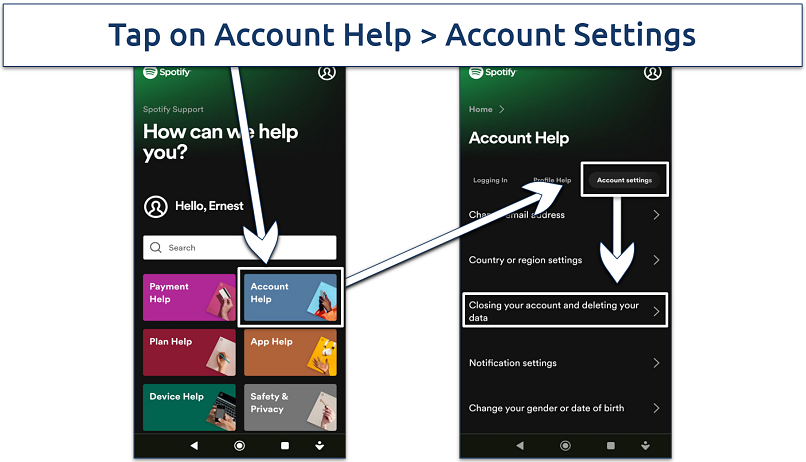 A screenshot showing Spotify support website