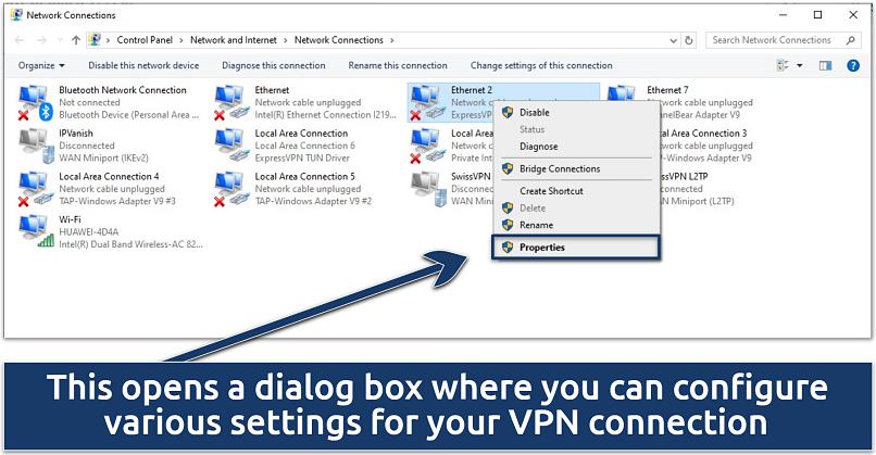 A screenshot of Ethernet connection settings on Windows PC