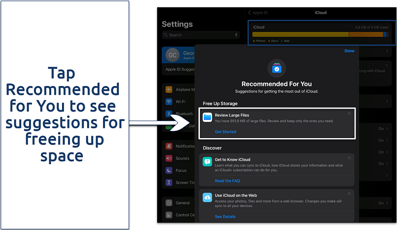 Screenshot of Recommended for You tab on iPad