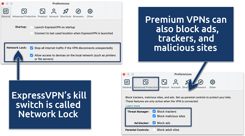 Screenshot of the ExpressVPN preferences