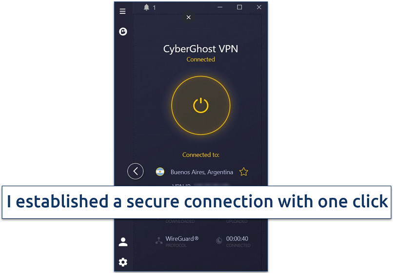 A screenshot showing it’s to establish a VPN connection with CyberGhost