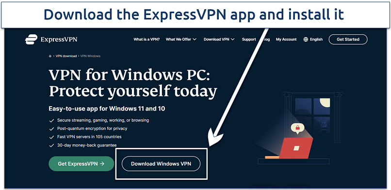 A screenshot showing the ExpressVPN’s download page