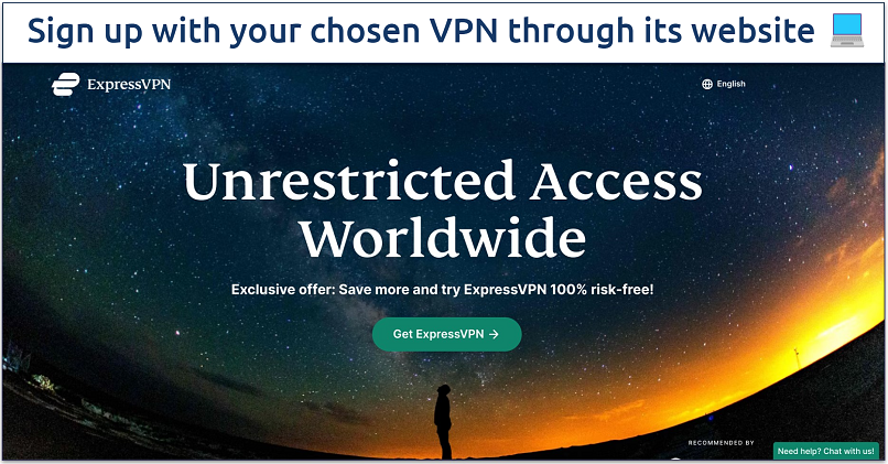 A screenshot ExpressVPN’s website