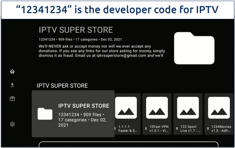 Screenshot of the Unlinked app’s interface with the landing page for IPTV