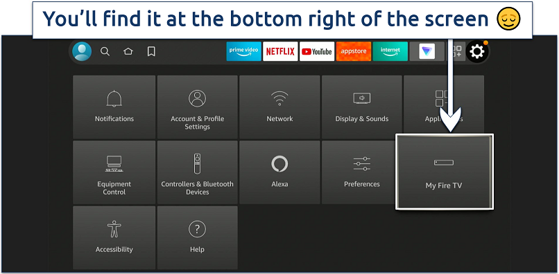 Screenshot showing how to access Developer options on Firestick