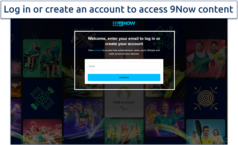 Screenshot of 9Now sign-in page