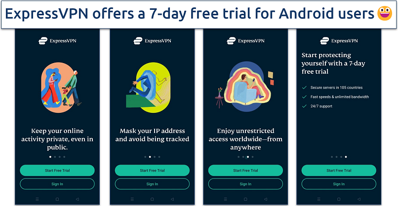 Screenshot of ExpressVPN’s free trial page