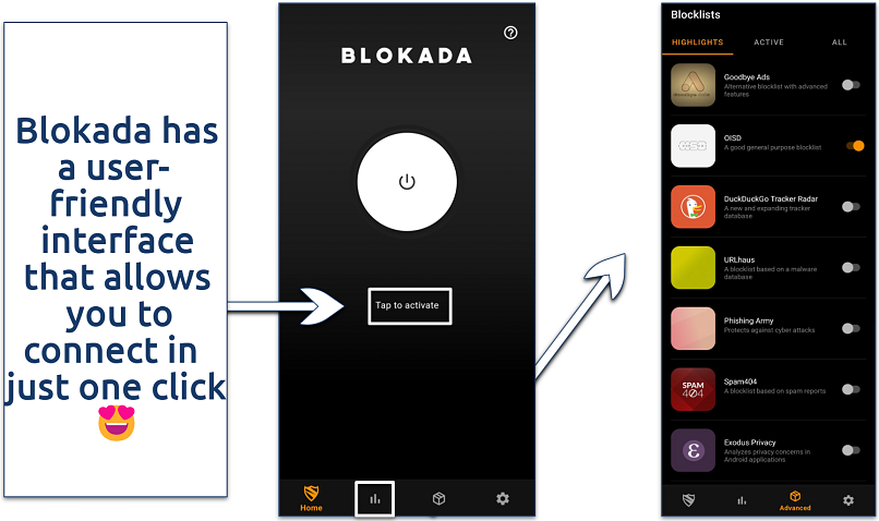 Screenshot of the Blokada