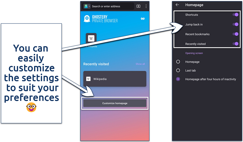 Screenshot of the Ghostery app