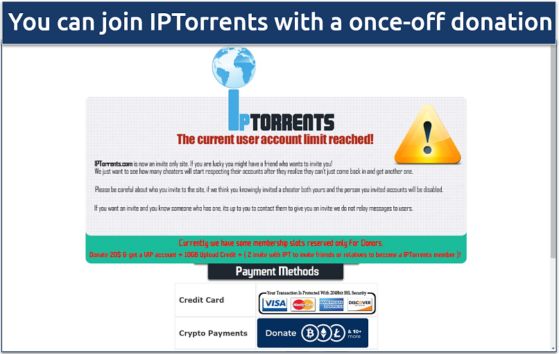 Screenshot of the IPTorrents sign up page