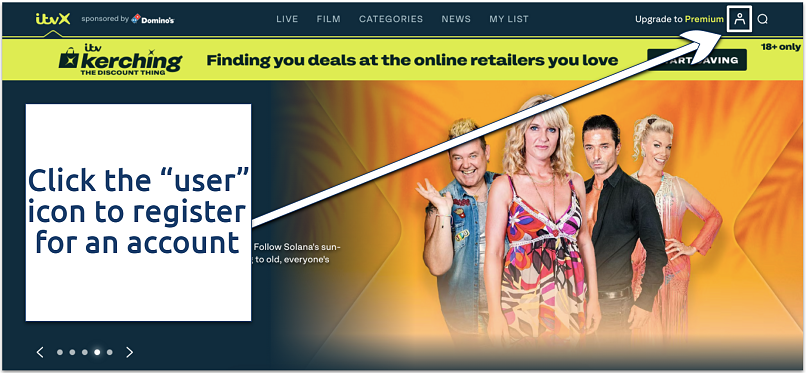 A screenshot showing ITVX’s homepage