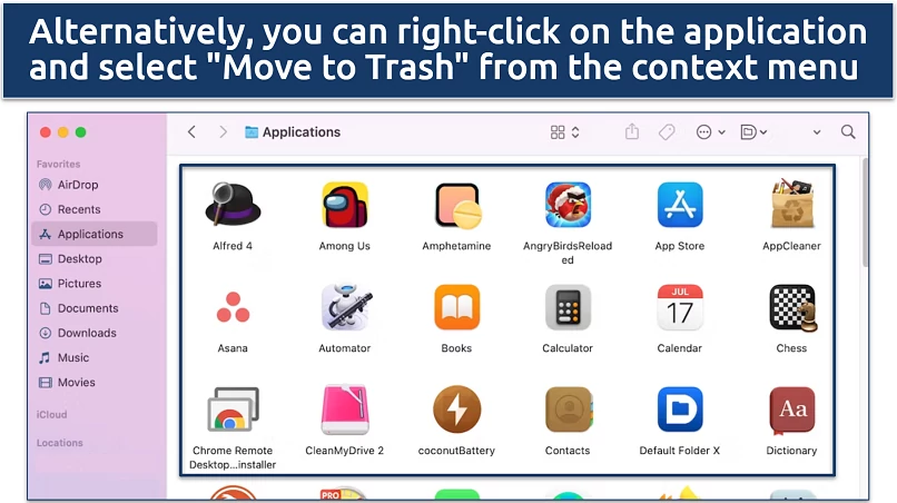 Screenshot of Mac's installed app settings