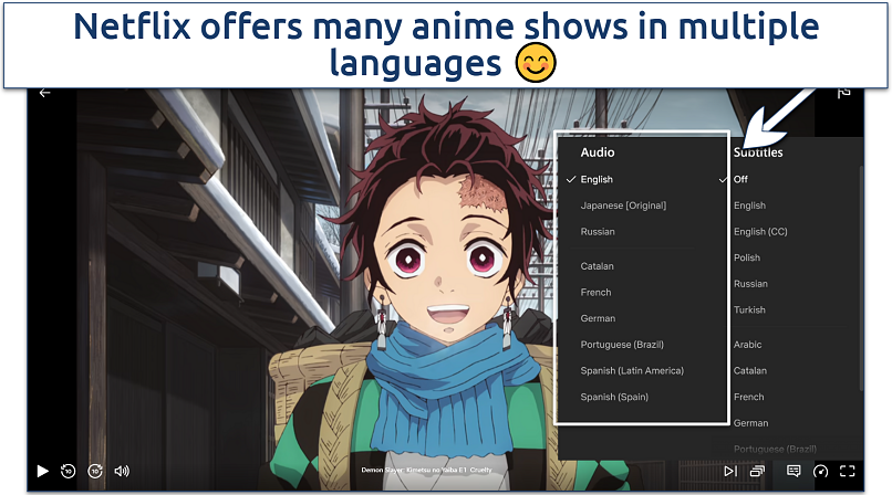 A screenshot showing Netflix’s streaming player