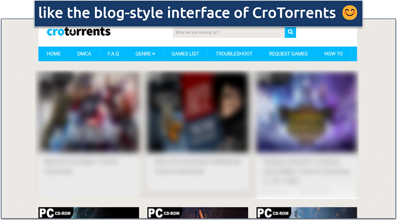 Screenshot of CroTorrent’s homepage