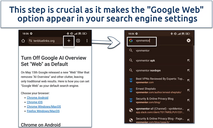 Screenshot showing Google Chrome mobile app