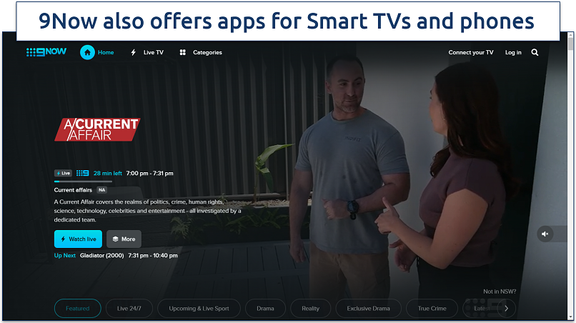 Screenshot of 9Now’s homepage