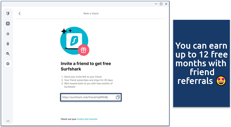 Screenshot of Surfshark’s referral program