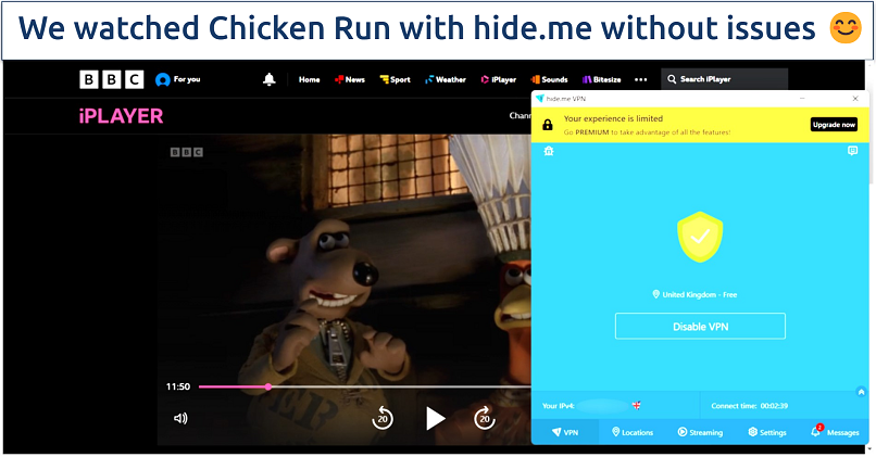 Screenshot of BBC iPlayer streaming