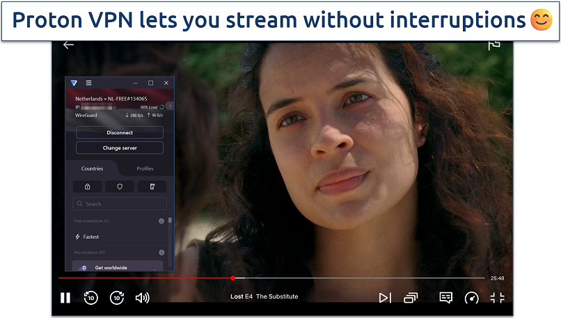 Screenshot of YouTube streaming with Proton VPN connected