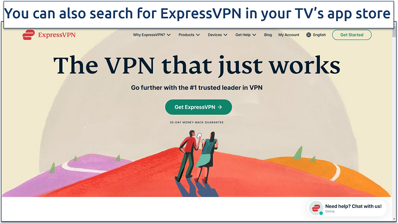 Screenshot of ExpressVPN’s website homepage