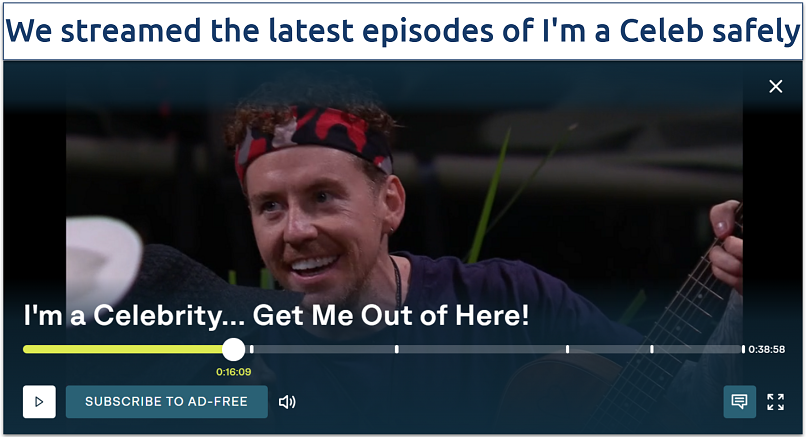 A screenshot showing I’m a Celebrity streaming on ITVX