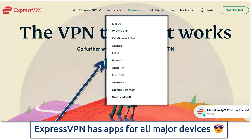 Screenshot of ExpressVPN’s website homepage