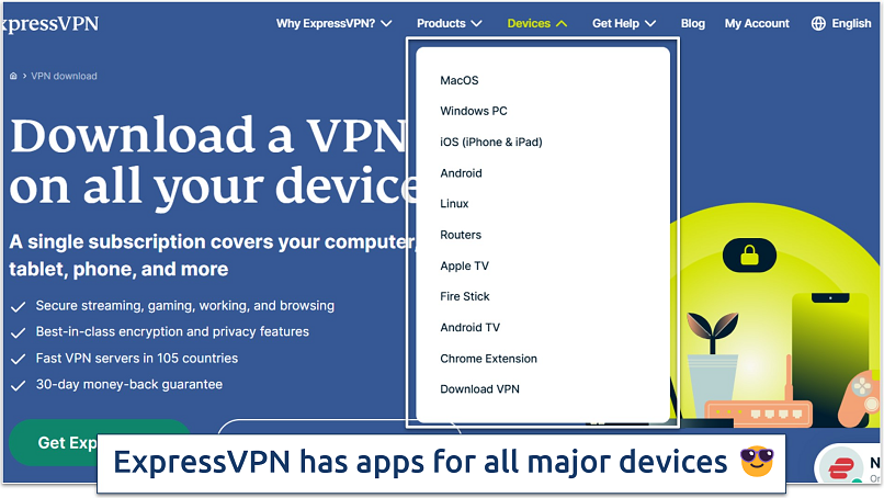 Screenshot of ExpressVPN’s website homepage