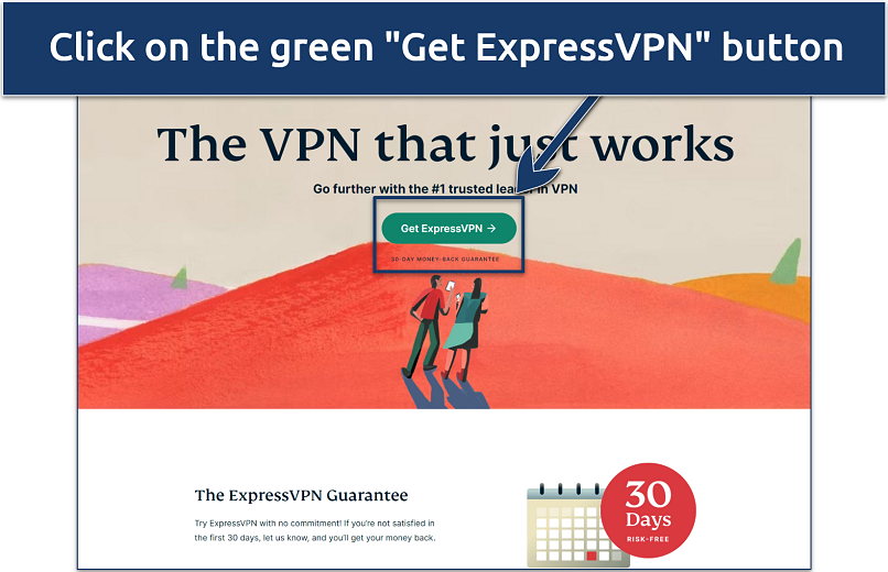 A screenshot showing ExpressVPN’s homepage