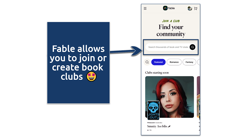 A screenshot showing Fable&rsquo;s user interface