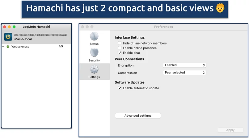 Screenshot showing the 2 main views of the ExpressVPN app