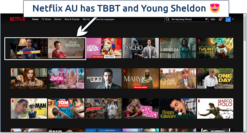 Screenshot of the search results for