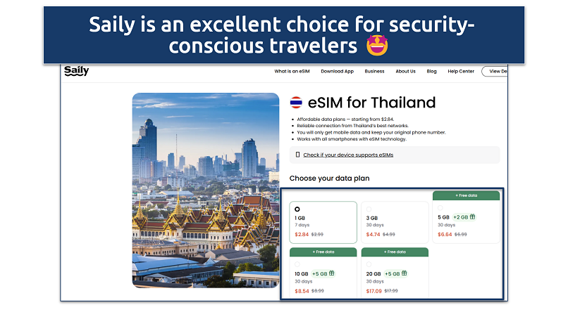 A screenshot showing Saily’s website