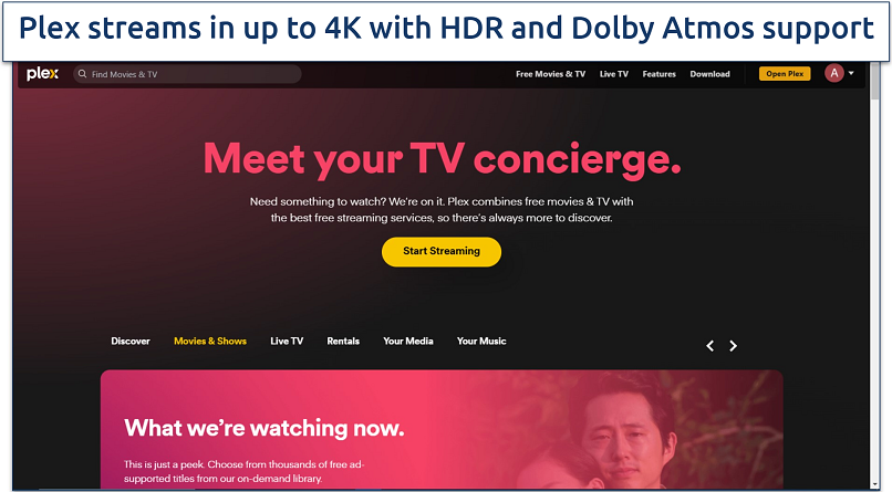 Screenshot of Plex’s website homepage