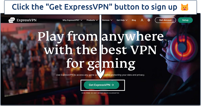 Screenshot of ExpressVPN’s signup page