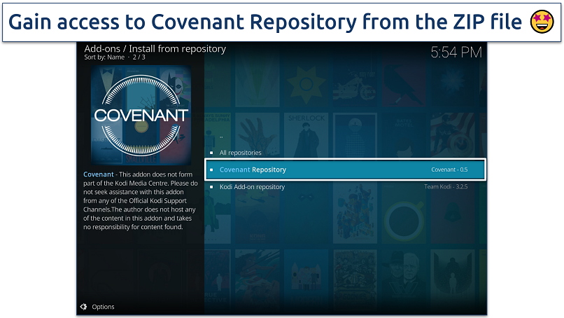 Screenshot of accessing Coventant repository