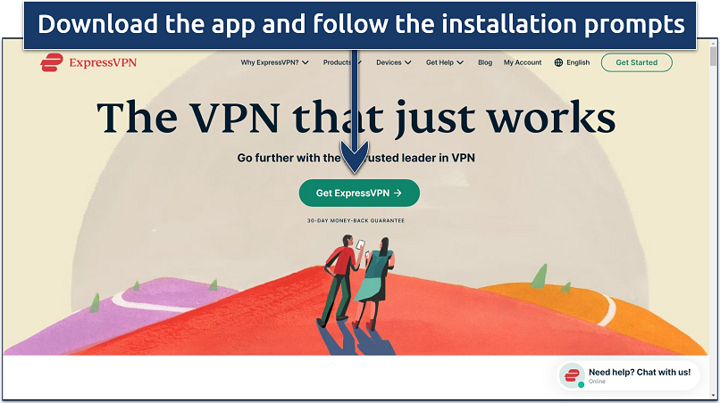 Screenshot of ExpressVPN’s website homepage